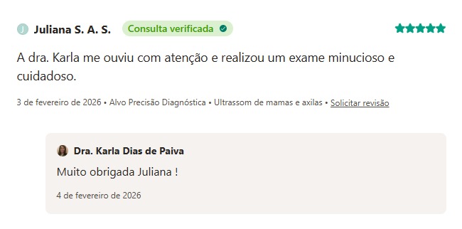 Avaliação verificada de Juliana S. A. S. no Doctoralia